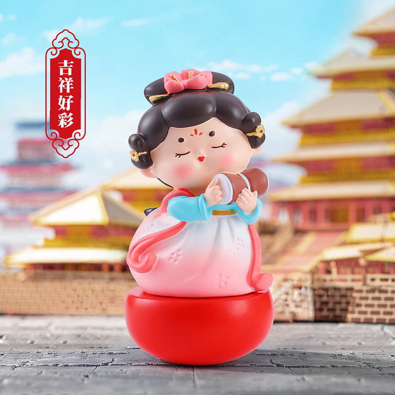 新款国风古典唐宫赋不倒翁小姐姐小号摆件创意桌面摆件送朋友礼物|undefined