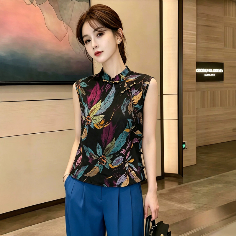 New Chinese-Style National Style Back-Zip Shirt for Women, Summer New Jacquard Button-Up Top with a Unique Design, Versatile Blouse New Chinese-Style National Style Back-Zip Shirt for Women, Summer New Jacquard Button-Up Top with a Unique Design, Versatile Blouse