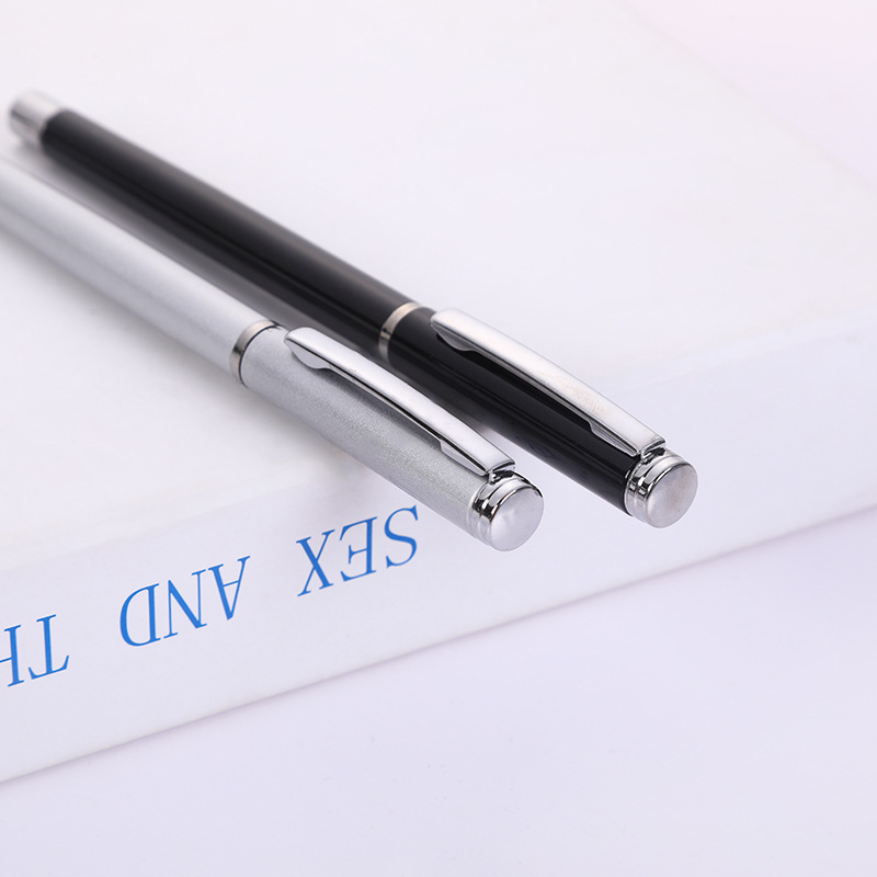 En stock pluma de gel de alta gama pluma de firma de metal letras LOGO publicidad de negocios pluma de impresión de aluminio negro varilla pluma de agua