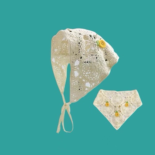 春秋法式复古针织钩花辣妹三角巾头饰甜美可爱田园风头巾女发带潮