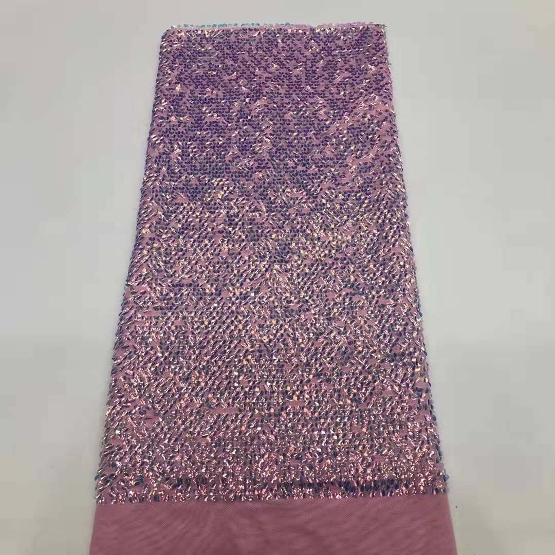 Nuevo bordado de lentejuelas color mágico gradiente de color de tela de lentejuelas vestido de malla de lentejuelas JX1802