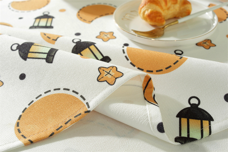 Tovaglia da tè impermeabile in poliestere con stampa di stelle e luna musulmane mediorientali, spedizione transfrontaliera, dropshipping_voghion.com