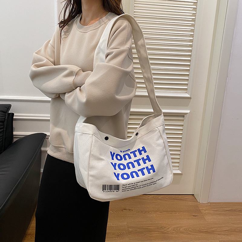 Korean-style canvas bag, artistic Japanese-style Instagram simple single-shoulder bag, school student schoolbag, men's large-capacity commuting bag undefined