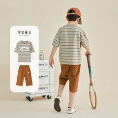 【セットコレクション】Duojia 男の子夏カジュアルトレンド服子供半袖パンツハンサム中大型子供スーツ