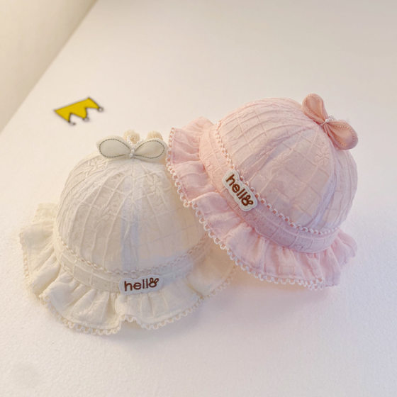 Newborn Hat Spring and Autumn Thin Princess Fisherman Hat Baby Summer Lace Breathable Basin Hat Baby Girl Sun Hat