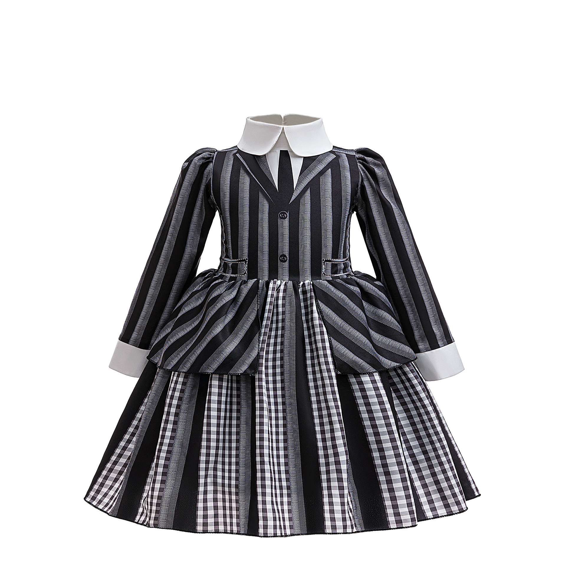 Miércoles Cosplay uniformes escolares a rayas negras vestidos de niñas Cosplay de Halloween La familia Adams