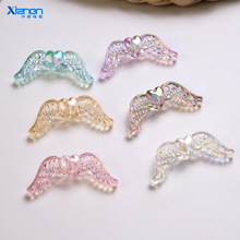 镀彩uv透明爱心翅膀竖孔蝴蝶结珠亚克力串珠手机链手链diy配件