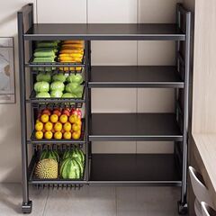 キッチンラック床置き野菜バスケット移動収納電子レンジ野菜多機能家庭用棚物置棚