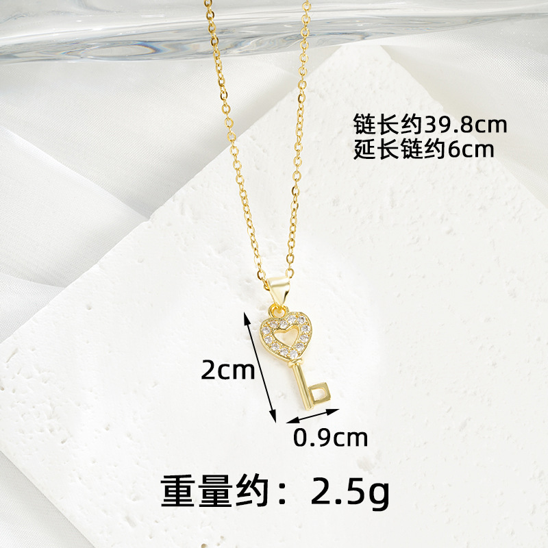 Collar de oro de arena vietnamita transfronterizo, juego de pendientes con llave de amor de diamantes de lujo ligero, joyería de cobre chapada en oro para mujer