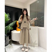 新中式套装女冬季2026新年战袍中国风盘扣加绒卫衣半身裙子两件套