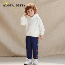 25秋季新品男童裤子卡通刺绣儿童运动裤针织棉中小童卫裤一件代发