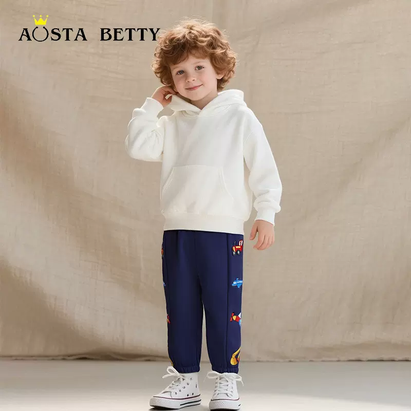 25秋季新品男童裤子卡通刺绣儿童运动裤针织棉中小童卫裤一件代发