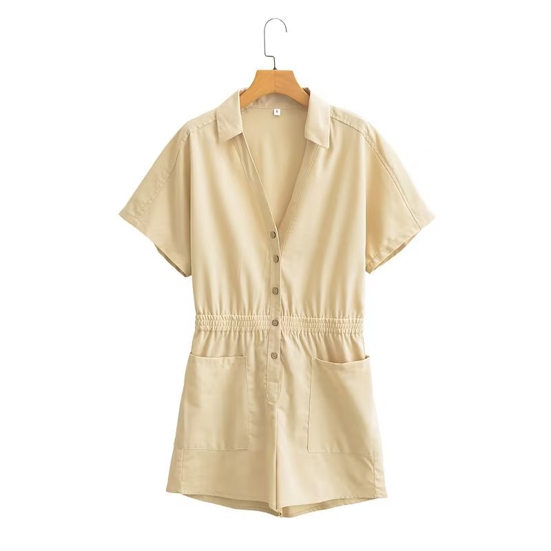 Damen Kleeder Jumpsuit Summer New Elastesch Taille Slimming Casual Jumpsuit Fraen 8NS1499_voghion.com