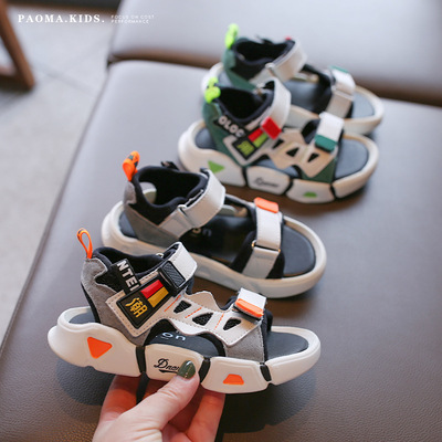 2021新款潮牌男童涼鞋小男孩帥氣運動沙灘鞋夏季魔術貼童兒童鞋