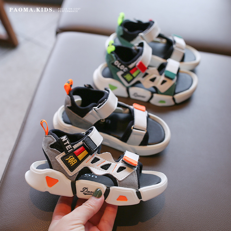 2021新款潮牌男童涼鞋小男孩帥氣運動沙灘鞋夏季魔術貼童兒童鞋