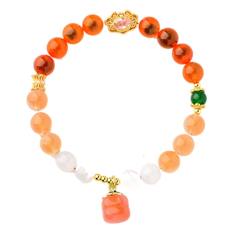 Venta al por mayor semi-azúcar color azúcar corazón ágata pulsera caqui Ruyi original de las mujeres moda fresca caliente pulsera joyería