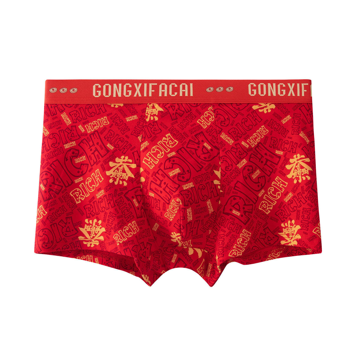 Año Nuevo pantalones interiores rojos de hombre algodón impresión de tendencia 10A antibacterianos cómodos y transpirables pantalones de transporte juvenil