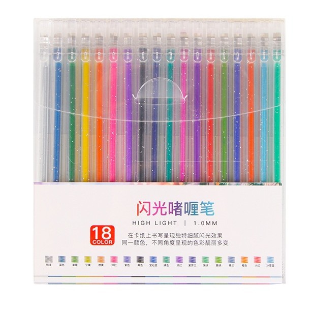 Niños flash gel lápiz 18 colores caja de acuarela lápiz perla color alto valor de pintura graffiti lápiz al por mayor
