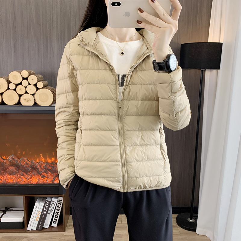 Lightweight down Jacket for Women 2024 Autumn and Winter New Fashion Versatile Pure Color Warm Hooded Lightweight Liner Duck down Jacket