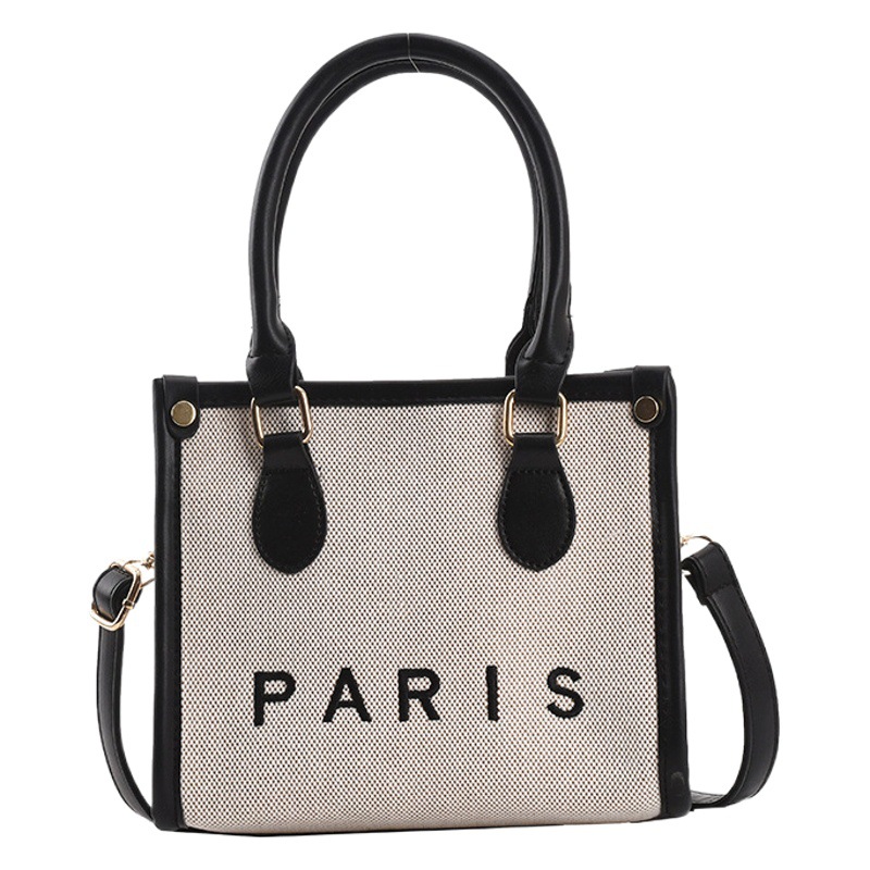Bolsos para mujer, estilo nuevo transfronterizo, bolso tote de lona con letras bordadas, bolso de hombro cruzado informal de alta gama para ir al trabajo