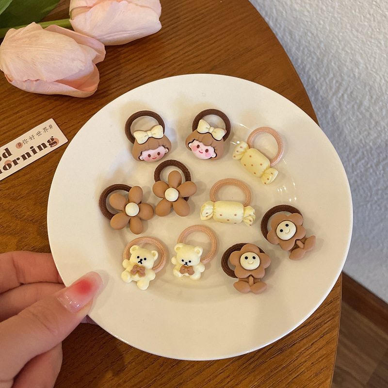 ミルクカレー色の子供の親指の髪輪赤ちゃんの髪ひもの髪飾り少女は髪ひもを刺して髪ゴムの髪飾りを傷つけない|undefined
