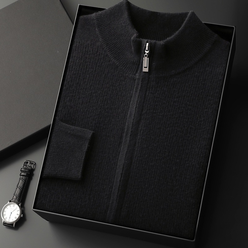 Men's woolen demi-season cardigan for leisure