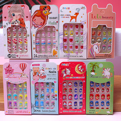 24-piece set of children's manicure finished fake nail patches, adhesive patches, Internet celebrity jewelry, wearable nail patches