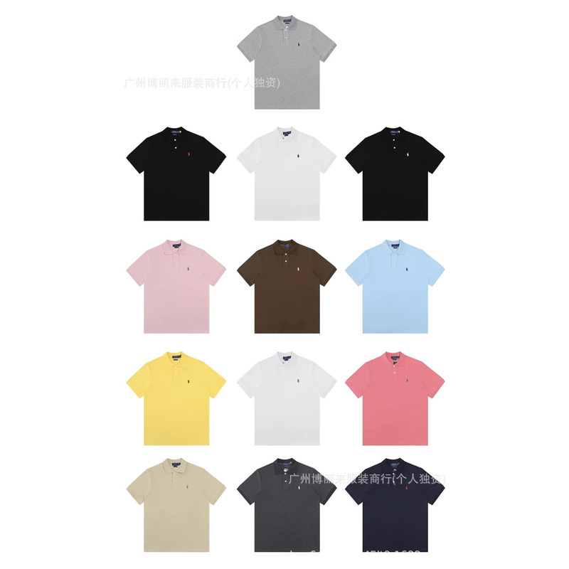 2025 Summer Classic Basic Pony Embroidered Polo Shirt Men's Business Casual Short Sleeve Pure Cotton