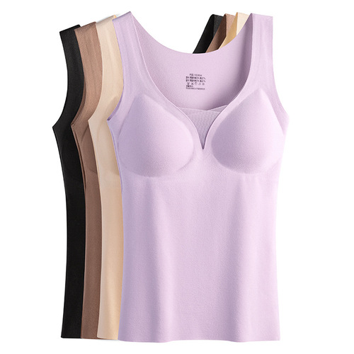 严选保暖内衣批发 无痕内衣固定杯性感大码保暖背心打底衫女秋冬