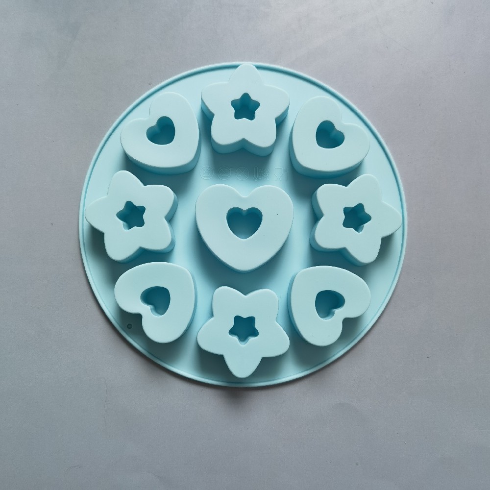 9 agujeros, 5 estrellas, 4 flores, 13 moldes de silicona, pastel, helado, pudín, molde de postre, jabón, utensilios de cocina