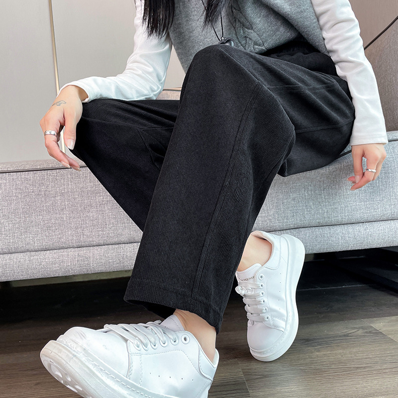 【8511】新款小个子烟管裤秋冬直筒欧棉绒休闲高腰显瘦萝卜女裤子|undefined