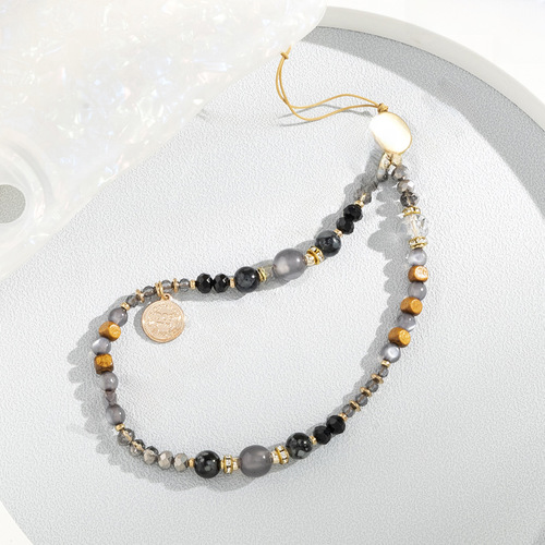 Bohemian style phone chain short wrist cord pendant creative crystal bead phone anti-fall rope wholesale