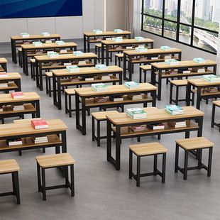Art Table and Chair Rounded Table and Chair Single Desk and Chair Training Table Tutorial Class Painting Calligraphy Double-layer Desk and Chair Cram School