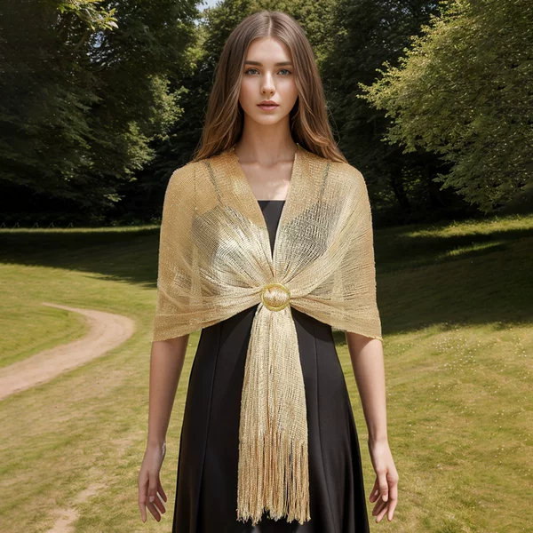 Directly from the Manufacturer, Artificial Silk Scarf, Gold and Silver Flat Scarf, Thin Baotou Headscarf, Polyester Scarf, European and American Cut Out Shawl