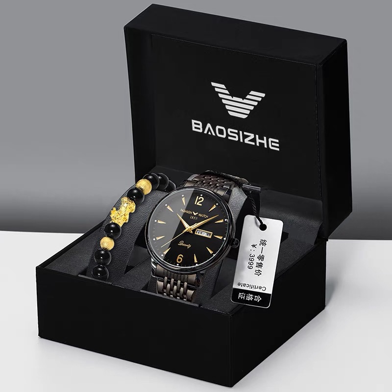 新款瑞士男士手表男款商务男学生双日历高级感防水夜光机械石英錶