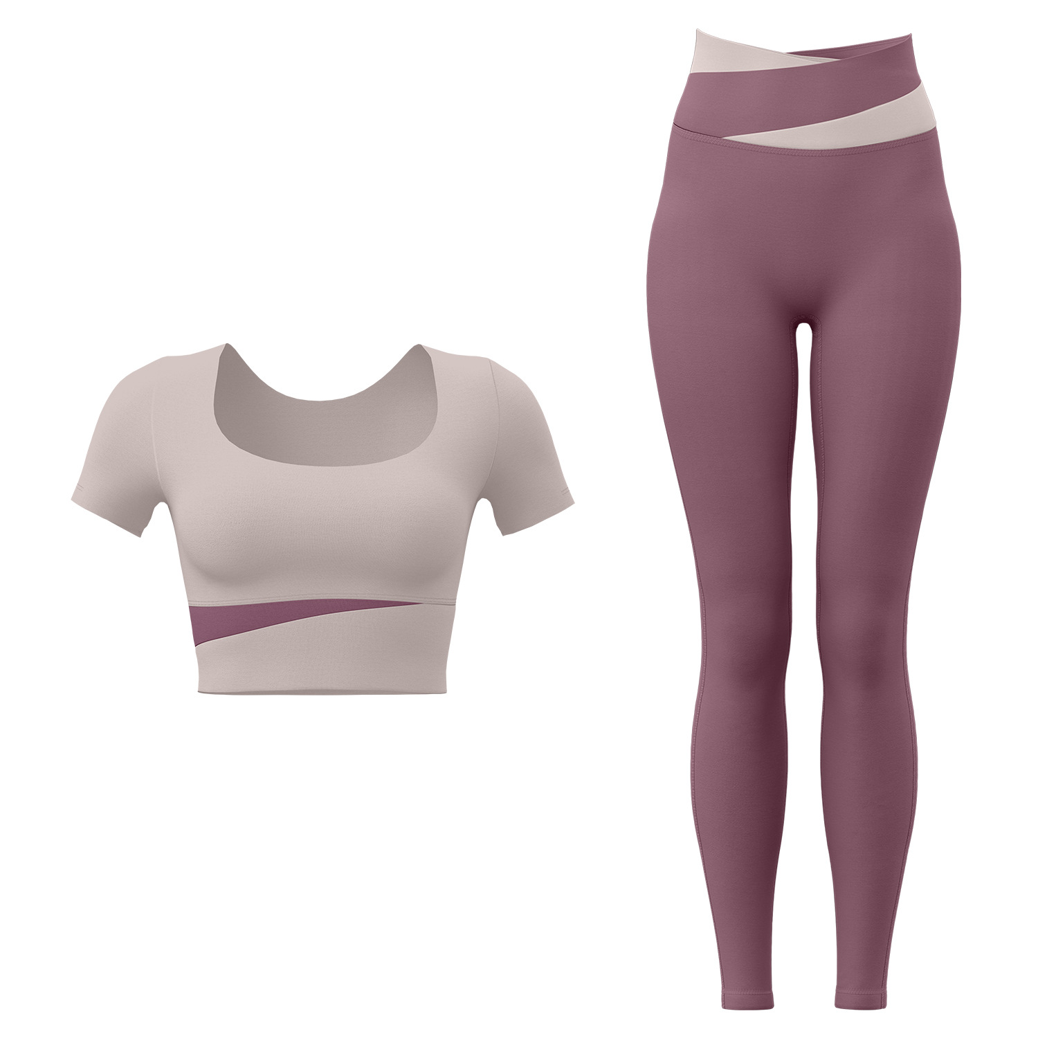 Juyitang costura ropa de entrenamiento traje ombligo traje de manga corta cintura alta cadera levantamiento correr deportes fitness traje