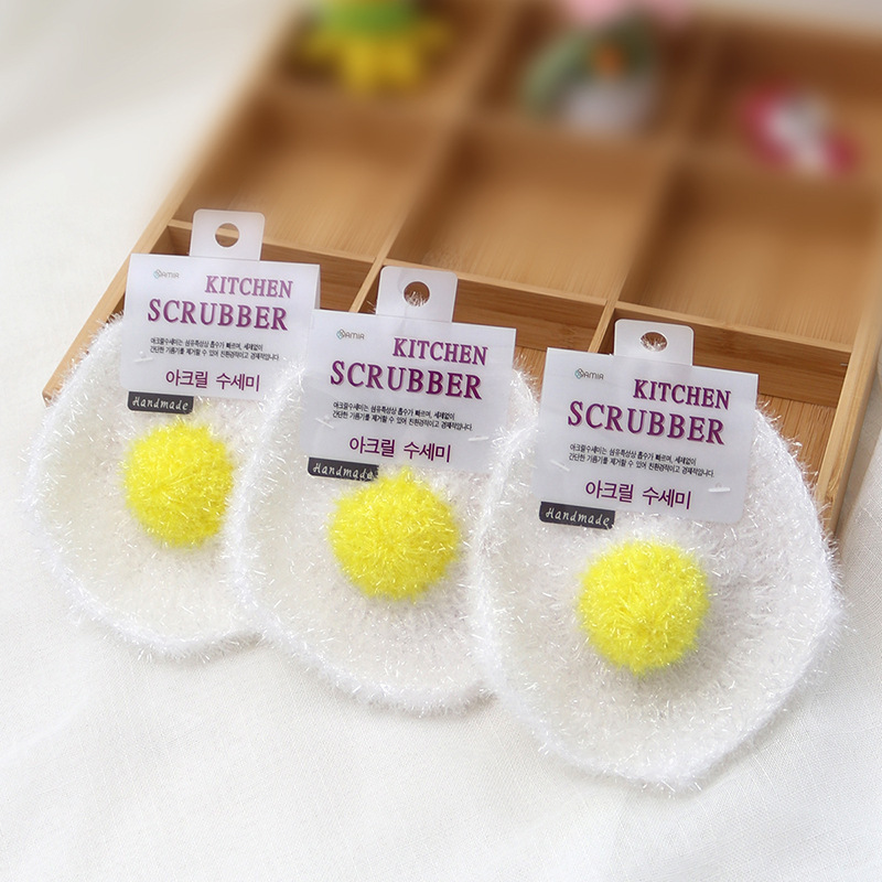 Exported to South Korea Egg Dishwashing Cloth Acrylic Handmade Rag Dishcloth White Durable Decontamination and Oil Removal Exported to South Korea Egg Dishwashing Cloth Acrylic Handmade Rag Dishcloth White Durable Decontamination and Oil Removal