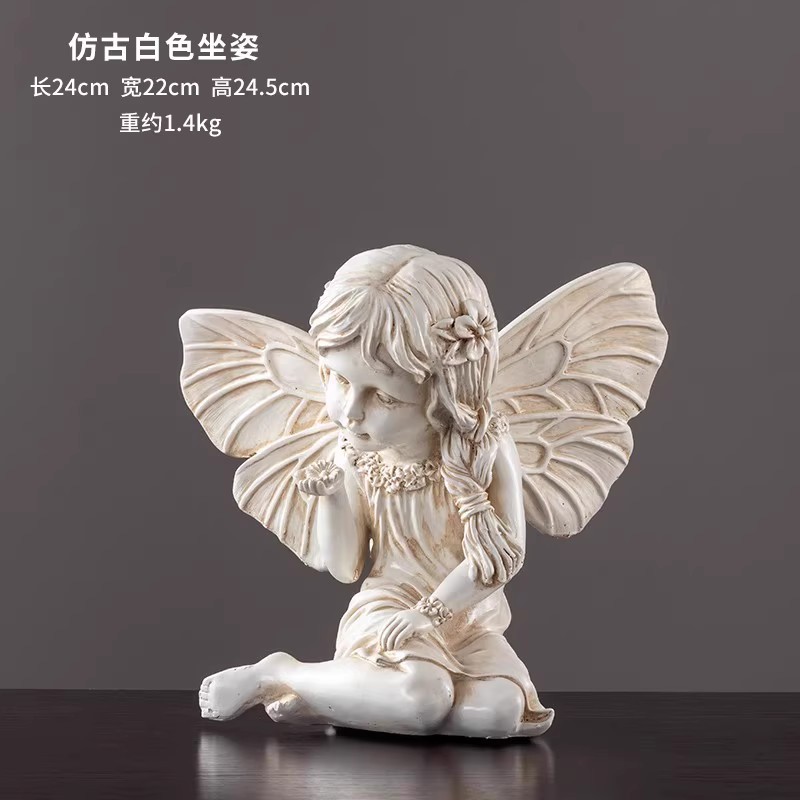 Europa retro niña ángel figura decoración artística artesanía escultura de yeso modelo decoración