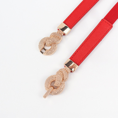 Summer new thin belt twist knot buckle high elastic quality women's belt decoration small suit dress