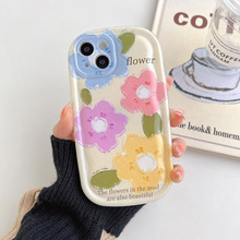 肥皂壳适用iPhone14美式咖啡保护套 英文花朵苹果13PRO软壳手机壳