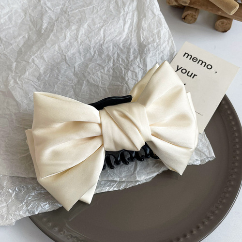 Zhang Yuxi's same style black double-sided bow large grab clip high-end back head hair shark clip headgear