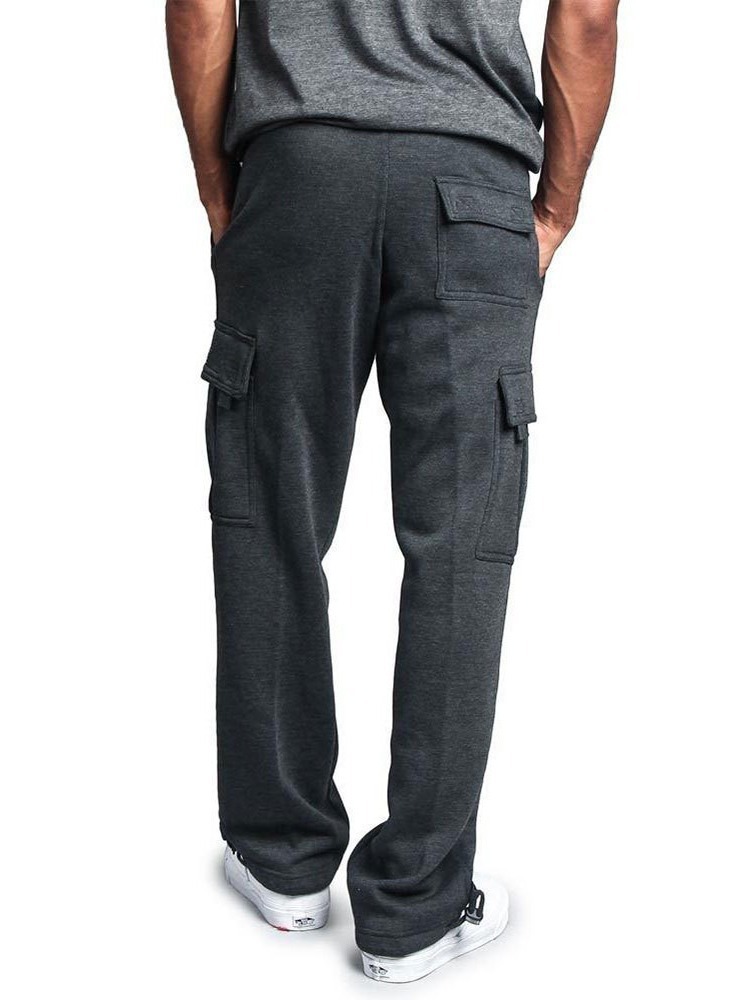 Comercio exterior transfronterizo de Europa y América nuevos hombres multi-Bolsillo overoles Otoño e Invierno cepillado casual tobillo-atado pantalones hombres