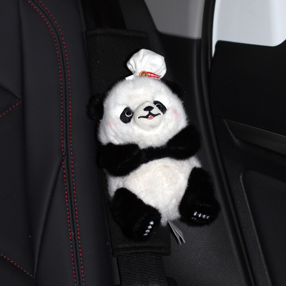 Protector de Hombro de Peluche Panda para Cinturón de Seguridad, Decorativo y Suave, para Auto