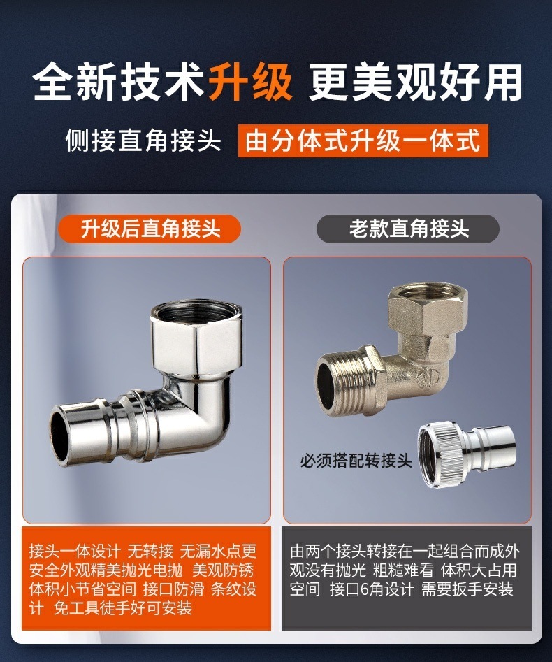 All-copper 4-inch union 90-degree right-angle elbow, washing machine faucet inlet pipe and outlet nozzle snap adapter undefined