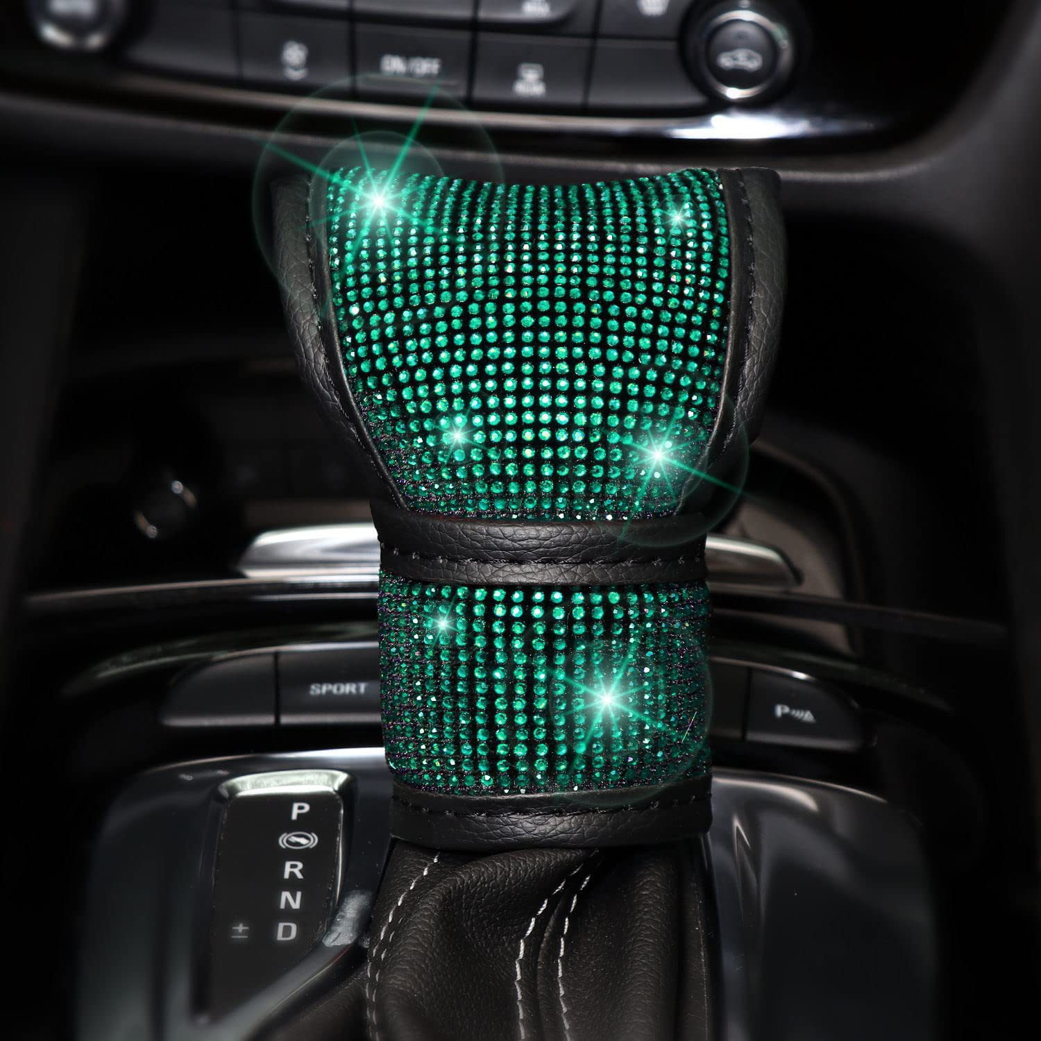 8-Piece Car Diamond-Encrusted Decorative Set: Steering Wheel Cover, Ignition Ring, Seat Belt Shoulder Pads, Cup Mat, Gear Shift Cover