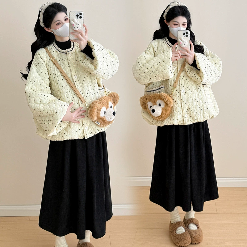 Winter short down jacket for pregnant, Korean style, fitted
