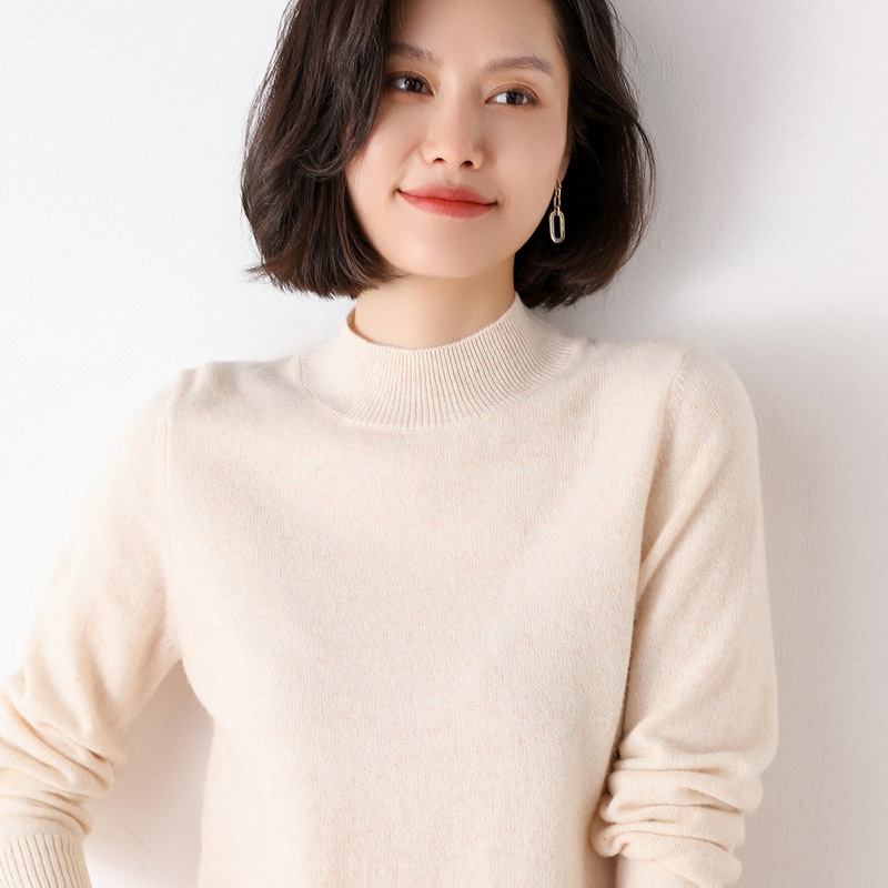 Woolen sweater, short knitted set, high collar, oversize