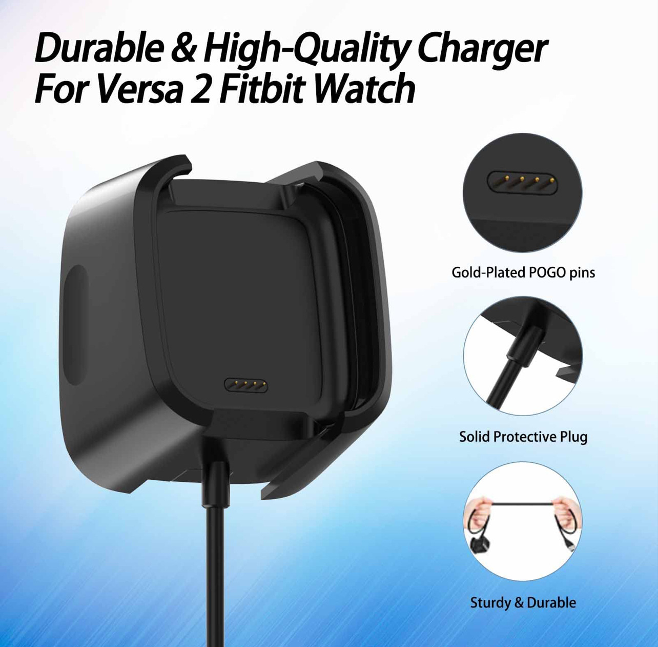 Factory direct sales fitbit versa 2 smartwatch charger, charging base, charging cable, USB undefined
