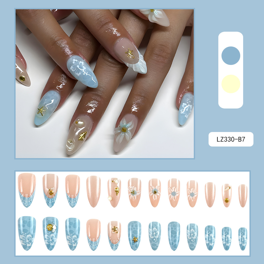 Uñas postizas 3D estéreo blanqueadoras, muy vendidas, piezas de arte de uñas portátiles transfronterizas, pegatinas de uñas sencillas con un toque de alta gama, venta al por mayor