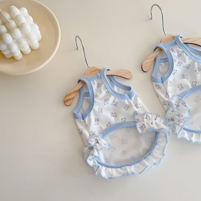 春夏の薄くて通気性のあるホームかわいいスリングペット犬猫服ビションポメラニアンテディ夏服|undefined